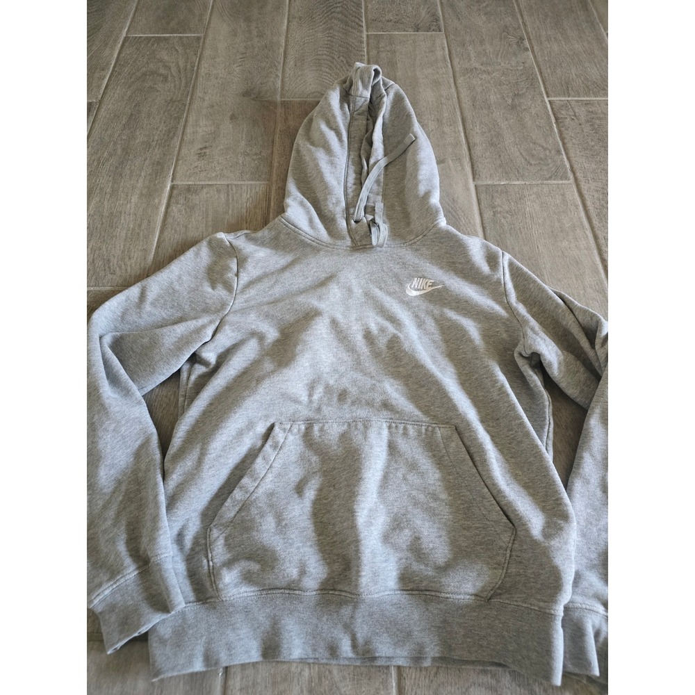 Nike Sportswear Essential Pullover Hoodie Heather Grey‎ XS Embroidered Logo